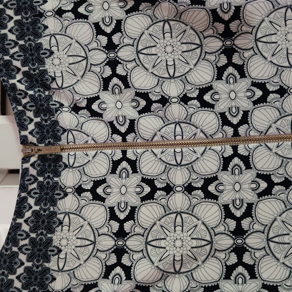 Women's s/s dress, with cream lining,  gold zipper back. - Picture 5 of 7